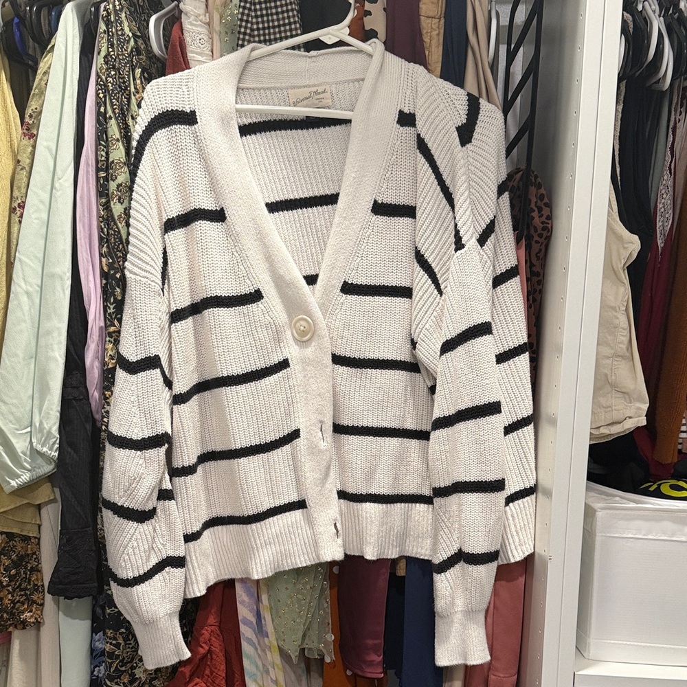 Universal Thread Black and White Striped Cardigan